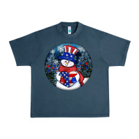 Midnight Navy Patriotic snowman ornament 4th of july Urban Heavy Tee - HowdyJamesFarm
