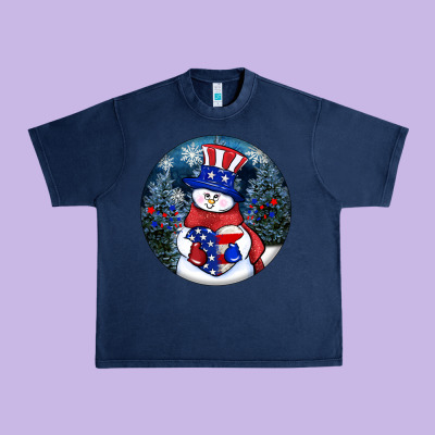 Patriotic Snowman Ornament 4th Of July Urban Heavy Tee Designed By Howdyjamesfarm