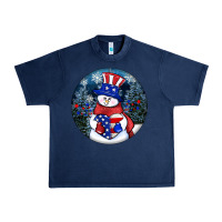 Navy Patriotic snowman ornament 4th of july Urban Heavy Tee - HowdyJamesFarm