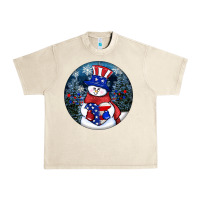 Sandshell Patriotic snowman ornament 4th of july Urban Heavy Tee - HowdyJamesFarm