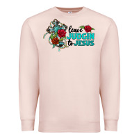Pale Pink leave judgin to jesus Premium Sweatshirt - BarkalooDesign