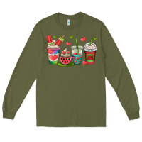 Army Green watermelon summer coffee cups Long Sleeve Tee - OliviaCreatesArt