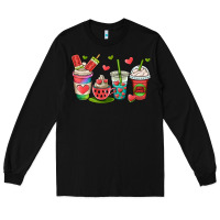 Black watermelon summer coffee cups Long Sleeve Tee - OliviaCreatesArt