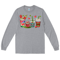 Heather Grey watermelon summer coffee cups Long Sleeve Tee - OliviaCreatesArt