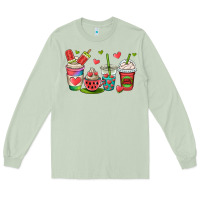 Matcha watermelon summer coffee cups Long Sleeve Tee - OliviaCreatesArt