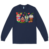 Navy watermelon summer coffee cups Long Sleeve Tee - OliviaCreatesArt