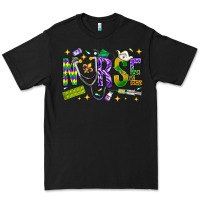 Black Mardi Gras Nurse Premium Tee - NancyCooperArtShop