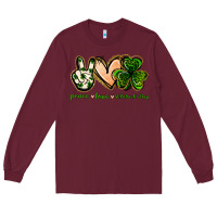 Burgundy peace love st.patrick's day Long Sleeve Tee - Jasminsmagicworld