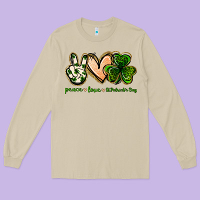 Peace Love St.patrick's Day Long Sleeve Tee Designed By Jasminsmagicworld