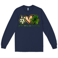 Navy peace love st.patrick's day Long Sleeve Tee - Jasminsmagicworld