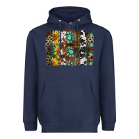 Navy western handdrawn patterns brushstrokes Heavyweight Hoodie - BarkalooDesign