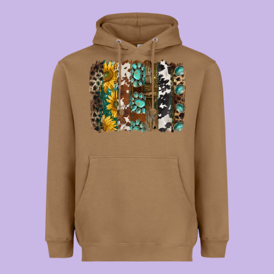 Western Handdrawn Patterns Brushstrokes Heavyweight Hoodie Designed By Barkaloodesign