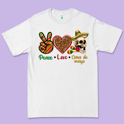 Peace Love Cinco De Mayo Premium Tee Designed By Texasbilliewilder