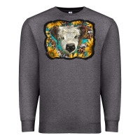 Charcoal Heather white scottish calf with sunflowers western  background Premium Sweatshirt - BarkalooDesign