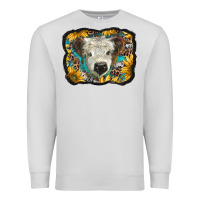 Dove Grey white scottish calf with sunflowers western  background Premium Sweatshirt - BarkalooDesign
