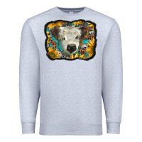 Heather Grey white scottish calf with sunflowers western  background Premium Sweatshirt - BarkalooDesign