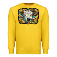 Lemon white scottish calf with sunflowers western  background Premium Sweatshirt - BarkalooDesign