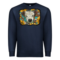 Navy white scottish calf with sunflowers western  background Premium Sweatshirt - BarkalooDesign