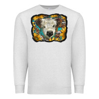 White Scottish Calf With Sunflowers Western  Background Premium Sweatshirt | Teevron