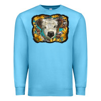 Ocean Blue white scottish calf with sunflowers western  background Premium Sweatshirt - BarkalooDesign