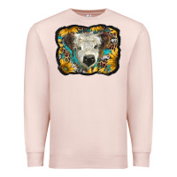 Pale Pink white scottish calf with sunflowers western  background Premium Sweatshirt - BarkalooDesign