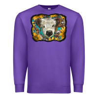 Purple white scottish calf with sunflowers western  background Premium Sweatshirt - BarkalooDesign