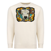 Sandshell white scottish calf with sunflowers western  background Premium Sweatshirt - BarkalooDesign