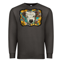 Smoke white scottish calf with sunflowers western  background Premium Sweatshirt - BarkalooDesign