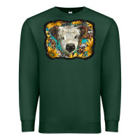 Sports Green white scottish calf with sunflowers western  background Premium Sweatshirt - BarkalooDesign