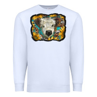 White white scottish calf with sunflowers western  background Premium Sweatshirt - BarkalooDesign
