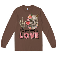 Chestnut Skull all you need is love Long Sleeve Tee - FaDigitalArtStudio