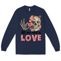 Navy Skull all you need is love Long Sleeve Tee - FaDigitalArtStudio
