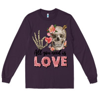 Plum Skull all you need is love Long Sleeve Tee - FaDigitalArtStudio
