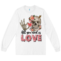 White Skull all you need is love Long Sleeve Tee - FaDigitalArtStudio
