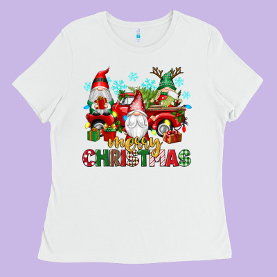 Merry Christmas Gnome Truck Ladies Tee Designed By Texasbilliewilder