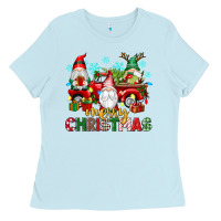 Baby Blue merry christmas gnome truck Ladies Tee - texasbilliewilder
