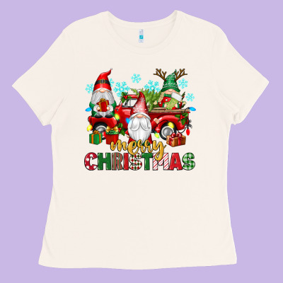 Merry Christmas Gnome Truck Ladies Tee Designed By Texasbilliewilder