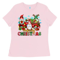 Bubblegum Pink merry christmas gnome truck Ladies Tee - texasbilliewilder