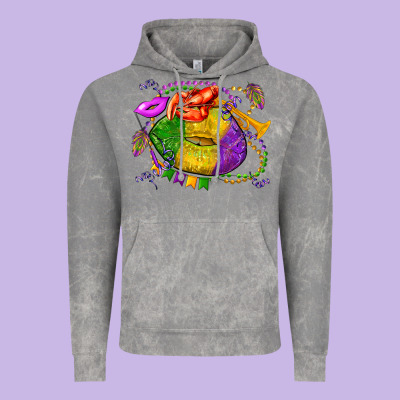 Mardi Gras Lips Olivia Vintage Hoodie Designed By Oliviacreatesart