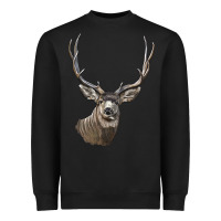 Black Mule Buck Deer Head Heavyweight Sweatshirt - LillyAllenDesigns