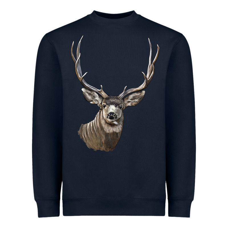 Mule Buck Deer Head Heavyweight Sweatshirt by LillyAllenDesigns | Teevron