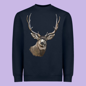 Mule Buck Deer Head Heavyweight Sweatshirt Designed By Lillyallendesigns