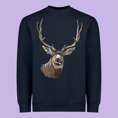 Mule Buck Deer Head Heavyweight Sweatshirt Designed By Lillyallendesigns