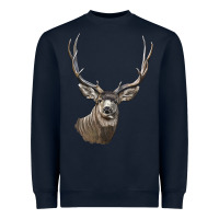 Navy Mule Buck Deer Head Heavyweight Sweatshirt - LillyAllenDesigns