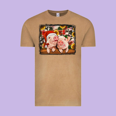 Christmas Pigs Vintage Tee Designed By Jasminsmagicworld