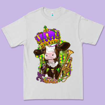 Mardi Gras Cow Premium Tee Designed By Nancycooperartshop