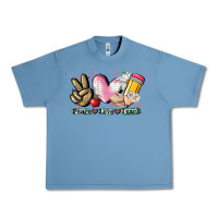 Pebble Blue Peace love teach Urban Heavy Tee - CowGirlArtShop