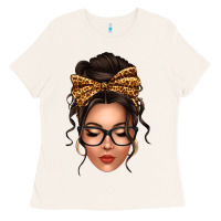 Bone caucasian leopard messy bun Ladies Tee - texasbilliewilder