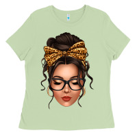 Matcha caucasian leopard messy bun Ladies Tee - texasbilliewilder