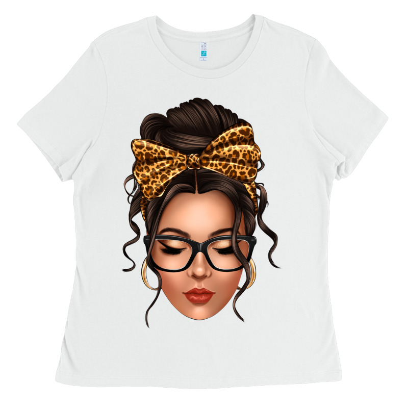 Caucasian Leopard Messy Bun Ladies Tee by texasbilliewilder | Teevron